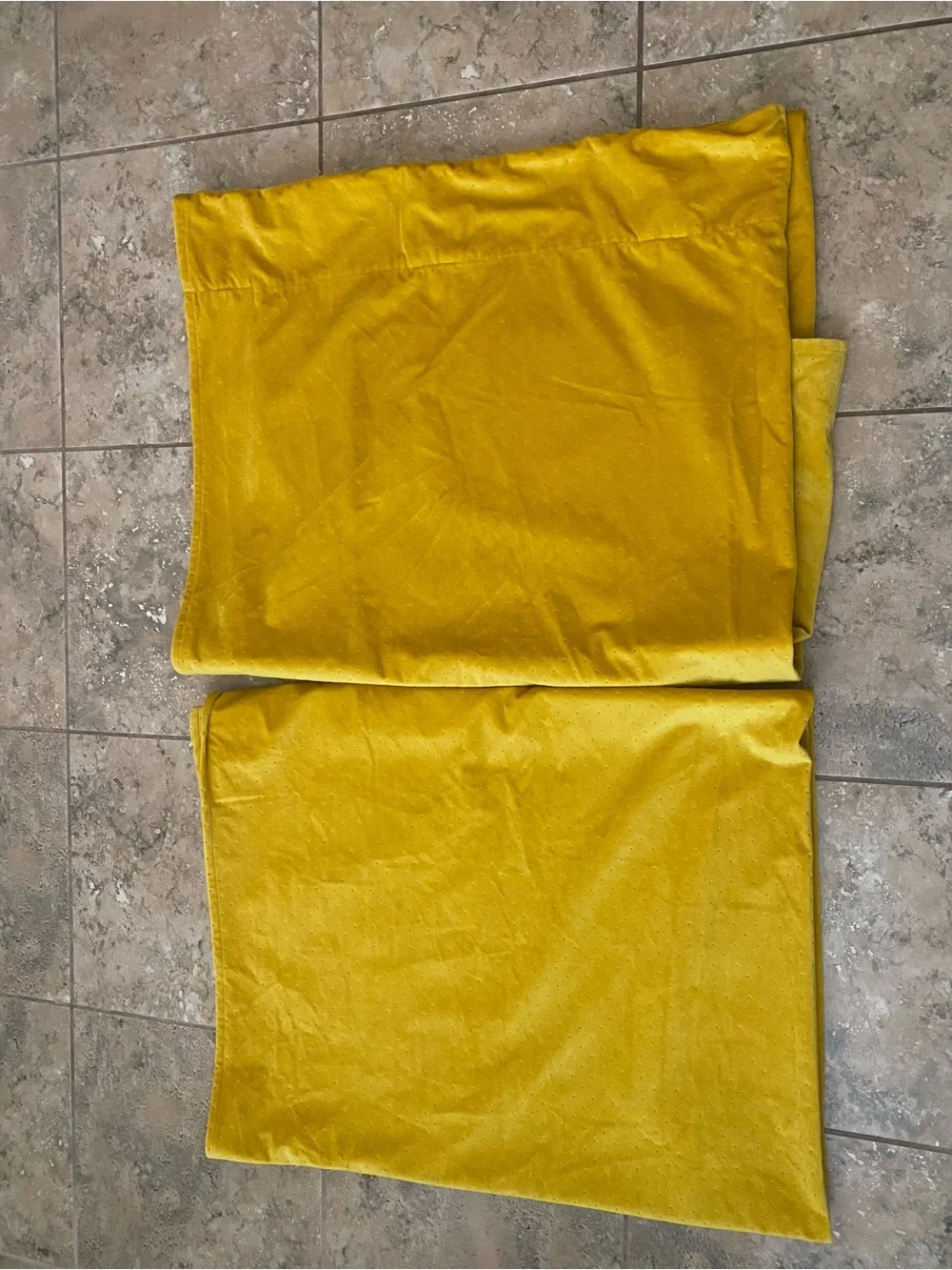Anthropologie Louise Yellow Velvet Pebble Textured Blackout Window Panels 50x80